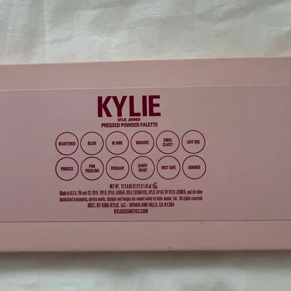 KYLIE Pressed‎ Powder Palette – Pink Packaging with Bold Red Logo